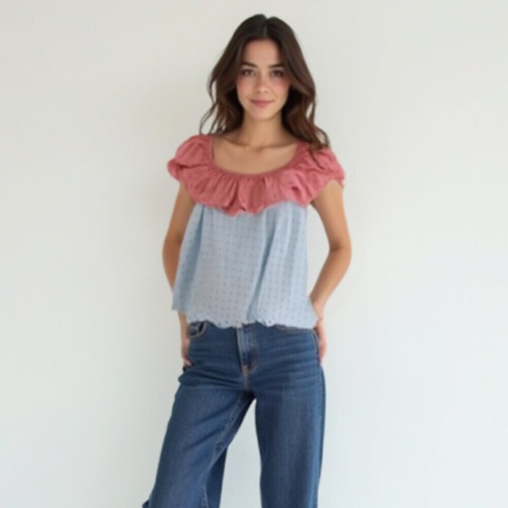 ❤️ Petersyn Blue and White Patterned Top XS